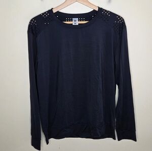 Senita Athletics | Black Laser Cut Pullover Perforated Back Size Medium